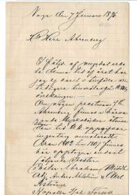 Vanha kirje Nagu den 7. Januari 1896 -  Herr Ahrenberg - J Nordqvist