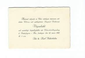Vihkijäiskutsu Åbo Teaterfoyern  1928