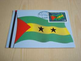 Lippu, maksikortti, ensipäiväkortti, Sao Tome &amp; Principe, 1978, FDC. Katso myös muut kohteeni mm. noin 1200 erilaista amerikkalaista ensipäiväkuorta