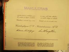 Wärtsilä-Yhtymä Oy - concernen Ab, Värtsilä 1946, 5 osaketta á 1 600 mk -osakekirja / share certificate