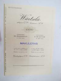 Wärtsilä-Yhtymä Oy - concernen Ab, Värtsilä 1941, 50 osaketta á 800 mk, 40 000 mk -osakekirja / share certificate