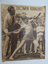 Suomen Kuvalehti 1948 nr 23, ilmestynyt 5.6.1948,  sis. mm. seur. artikkelit / kuvat / mainokset; Kansikuva Nuorten urheiluviikolla - &quot;Matti Järvinen opastaa