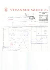 Vihannon Sähkö Oy    ,  firmalomake 1954