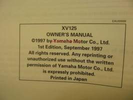 Yamaha Virago XV125 owner´s manual käyttöohjekirja