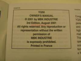 Yamaha AeroX YQ50 owner´s manual käyttöohjekirja