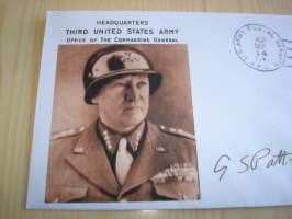 Kenraali Patton, WWII, 2. maailmansota, 1940-luku, kuori, USA, nimikirjoitus on painettu (ei käsinkirjoitettu). Hieno esim. lahjaksi. Katso myös muut kohteeni,