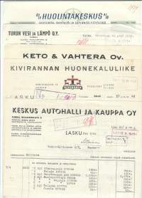 Turkulaisia firmalomakkeita 1948-58  Turku - firmalomake 5 eril