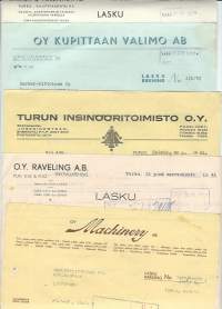 Turkulaisia firmalomakkeita 1941-52  Turku - firmalomake 5 eril