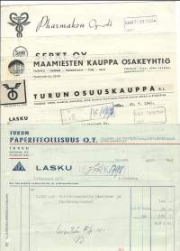 Turkulaisia firmalomakkeita 1941-52  Turku - firmalomake 5 eril