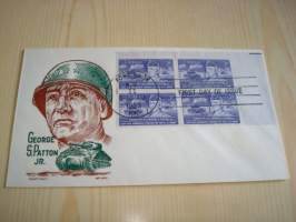 Kenraali George S. Patton, WWII, 2. maailmansota, 1953, USA, ensipäiväkuori, FDC, esim. lahjaksi. Katso myös muut kohteeni, minulla on myynnissä mm. noin 700