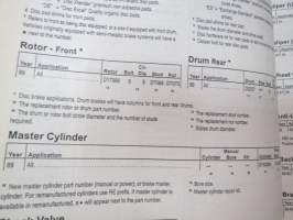 EIS Brake System Parts - Library Catalog 1975-1989 -jarruosien varaosaluettelo