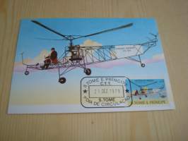 Vanha helikopteri, Sikorsky, maksikortti, ensipäiväkortti, Sao Tome &amp; Principe, 1979, FDC. Katso myös muut kohteeni mm. noin 1200 erilaista amerikkalaista