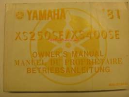 Yamaha XS250SE XS400SE owner´s manual käyttöohjekirja