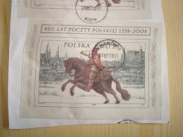 2 kpl, 450 vuotta Puolan posti 1558-2008, todella hienot silkkipostimerkit, koko noin 7,5 cm x 10, 5 cm/kpl, leimattu 2017, Krakow. Katso myös muut kohteeni mm.