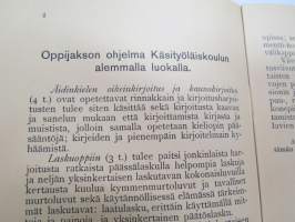 Turun kaupungin Käsityöläiskoulu - Todistuskirja Elvira Dagmar Suominen 1905-1907, sisältää tiedot käydyistä kursseista, niiden tuntimääristä,