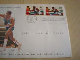 Los Angeles Olympic Organizing Committee, 1983, USA, FDC, normaalia kookkaampi kuori, nyrkkeily postimerkki. Katso myös muut kohteeni mm. noin 1200 erilaista