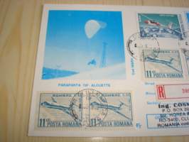 Laskuvarjohyppääjä, 1986, Romania, maksikortti, FDC, kirjattu kirje. Katso myös muut kohteeni mm. noin 1200 erilaista amerikkalaista ensipäiväkuorta