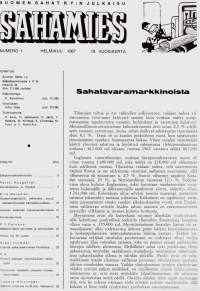 Sahamies 1967 N:o 1 helmikuu. Suomen sahat r.y.n julkaisu