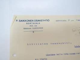 P. Saikkonen Oy, 31.5.1923 Sortavala -asiakirja / business document