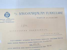 Oy Savo-Karjalan Tukkuliike, 22.12.1923, Viipuri -asiakirja / business document