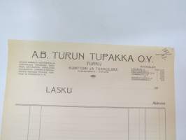 A.B. Turun Tupakka 1917 -asiakirja, kirjapainon arkistokappale, käyttämätön, painotyönumero ja vuosi merkitty /  document