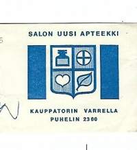 Salon Uusi  Apteekki,  Salo  - resepti signatuuri  1973