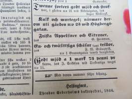 Hufvudstadsbladet Tisdagen den 1 Maj 1866, innehåller bl.a följande artiklar / reklam / notiser; Från St. Petersburg  ingenting nytt rörande rörande