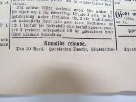 Hufvudstadsbladet Tisdagen den 1 Maj 1866, innehåller bl.a följande artiklar / reklam / notiser; Från St. Petersburg  ingenting nytt rörande rörande