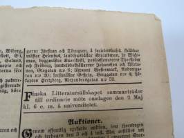 Hufvudstadsbladet Tisdagen den 1 Maj 1866, innehåller bl.a följande artiklar / reklam / notiser; Från St. Petersburg  ingenting nytt rörande rörande