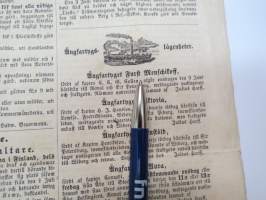 Helsingfors Tidningar, Lördagen den 5 Juni 1858, innehåller bl. a. följande artiklar / annonser; Resande - skulptören Forssell från St. Petersburg - Mamsell