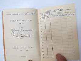 Turun Liikesaunat ry - Turku - jäsenkirja Ilmari Arimaa, jäsenkirja v. 1955 -membership book of a sauna club