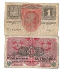 Itävalta  ( Deutschösterreich )1 Krone 1916 - seteli