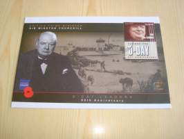 Sir Winston Churchill, Normandian maihinnousu, D-Day, WWII, 2. maailmansota, Gambia, 2004, ensipäiväkuori, FDC + kortti. Katso myös muut kohteeni mm. noin 1200
