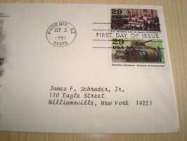 Roosevelt, 1941 WWII, 2. maailmansota, USA, 1991, ensipäiväkuori, FDC. Katso myös muut kohteeni mm. noin 1200 erilaista amerikkalaista ensipäiväkuorta