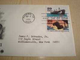 1941 WWII, 2. maailmansota, USA, 1991, ensipäiväkuori, FDC. Katso myös muut kohteeni mm. noin 1200 erilaista amerikkalaista ensipäiväkuorta 1920-luvulta
