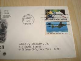 1942 WWII, 2. maailmansota, USA, 1992, ensipäiväkuori, FDC. Katso myös muut kohteeni mm. noin 1200 erilaista amerikkalaista ensipäiväkuorta 1920-luvulta