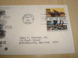 1942 WWII, 2. maailmansota, USA, 1992, ensipäiväkuori, FDC. Katso myös muut kohteeni mm. noin 1200 erilaista amerikkalaista ensipäiväkuorta 1920-luvulta