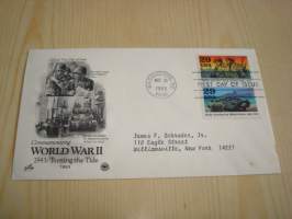 1943 WWII, 2. maailmansota, USA, 1993, ensipäiväkuori, FDC. Katso myös muut kohteeni mm. noin 1200 erilaista amerikkalaista ensipäiväkuorta 1920-luvulta