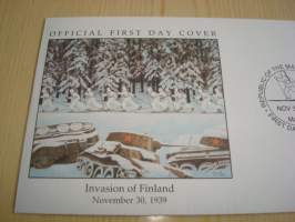 Talvisota alkaa 30.11.1939, Invasion of Finland, Marshall Islands, 1989, ensipäiväkuori, FDC, harvinainen. Katso myös muut kohteeni mm. noin 1200 erilaista