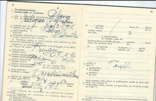 Merimiehen vastakirja 1952  alus Kungsö / II Maskinmästare