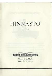 Lapin Vaakatehdas, omist A.Seikkula Lappi T.l.  Hinnasto 1955
