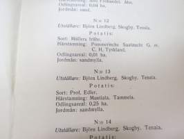 Katalog över Nylands och Tavastehus läns Lantbrukssällskaps Utställning av potatis i Helsingfors den 11 dec. 1926 -perunanäyttelyn luettelo, mainitaan