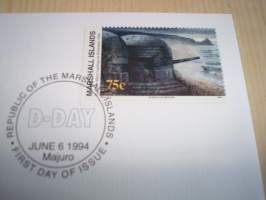 Normandian maihinnousu, D-Day, WWII, 2. maailmansota, Marshall Islands, 2004, ensipäiväkuori, FDC. Katso myös muut kohteeni mm. noin 1200 erilaista