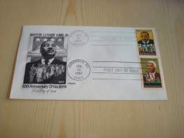 Martin Luther King Jr. &amp; Benjamin Banneker, Combo: 1979 &amp; 1980, USA, ensipäiväkuori, FDC. Katso myös muut kohteeni mm. noin 1200 erilaista amerikkalaista