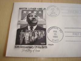 Martin Luther King Jr. &amp; Benjamin Banneker, Combo: 1979 &amp; 1980, USA, ensipäiväkuori, FDC. Katso myös muut kohteeni mm. noin 1200 erilaista amerikkalaista