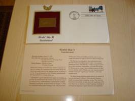 2. maailmansota, WWII, Guadalcanal, &quot;gold stamp&quot;, 1992, USA, ensipäiväkuori, FDC + kortti. Katso myös muut kohteeni mm. noin 1200 erilaista amerikkalaista