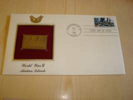 2. maailmansota, WWII, Aleutian Islands, &quot;gold stamp&quot;, 1992, USA, ensipäiväkuori, FDC + kortti. Katso myös muut kohteeni mm. noin 1200 erilaista amerikkalaista