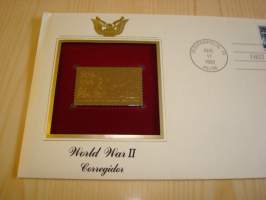 2. maailmansota, WWII, Corregidor, &quot;gold stamp&quot;, 1992, USA, ensipäiväkuori, FDC + kortti. Katso myös muut kohteeni mm. noin 1200 erilaista amerikkalaista