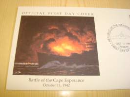 2. maailmansota, WWII, Battle of Cape Esperance, 1992, Marshall Islands, ensipäiväkuori, FDC. Katso myös muut kohteeni mm. noin 1200 erilaista amerikkalaista
