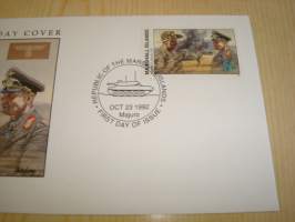 2. maailmansota, WWII, Battle of El Alamein, Natsisaksa, 1992, Marshall Islands, ensipäiväkuori, FDC. Katso myös muut kohteeni mm. noin 1200 erilaista